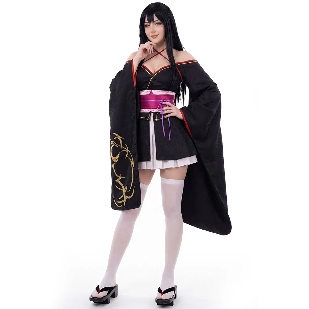 

Anime Yaya Cosplay Costume Unbreakable UMD Machine Doll Kimono Yukata Japanese Women Halloween Black Fancy Dress Takerlama