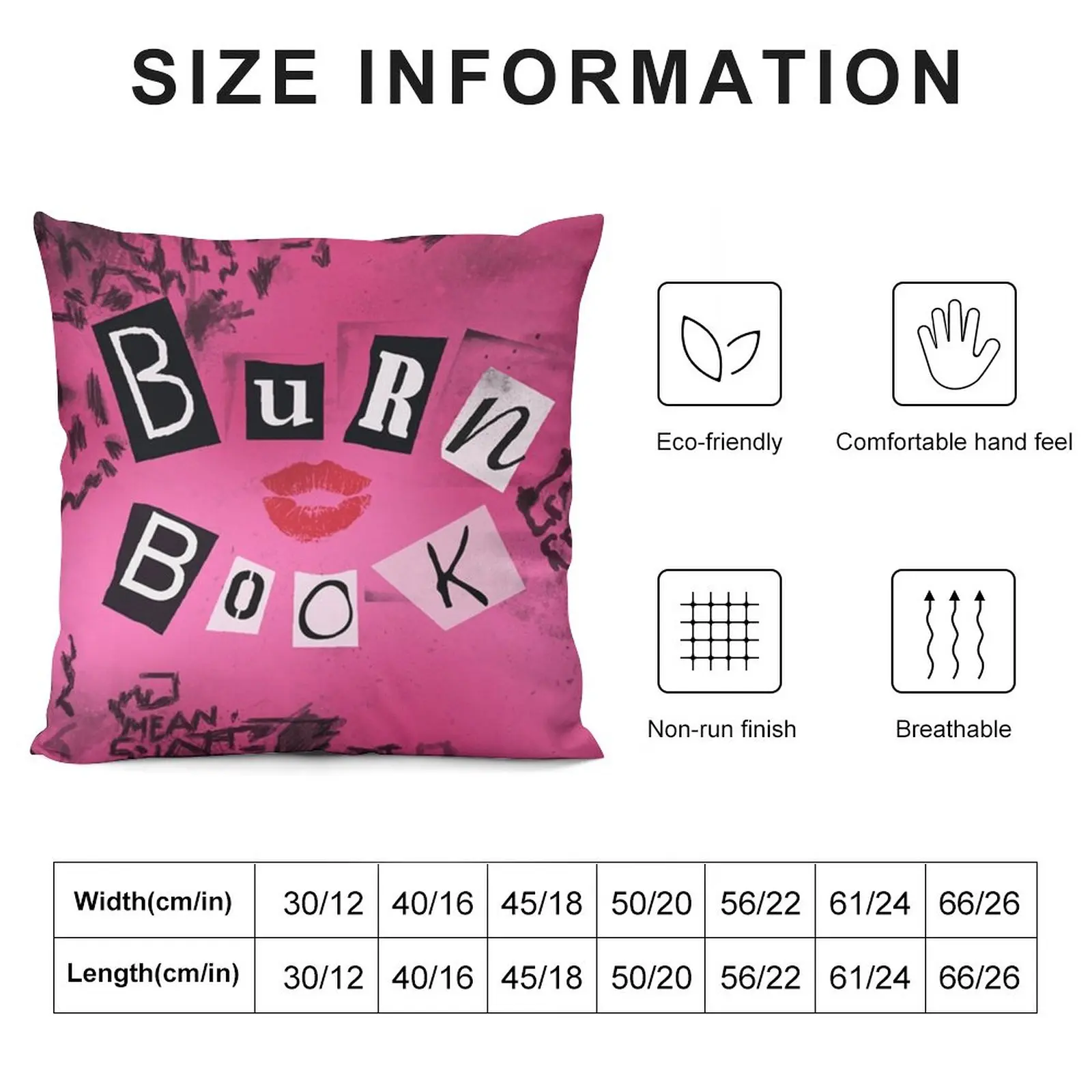 Mean Girls - Burn Book Throw Pillow Pillow Decor Cushion Cover Set