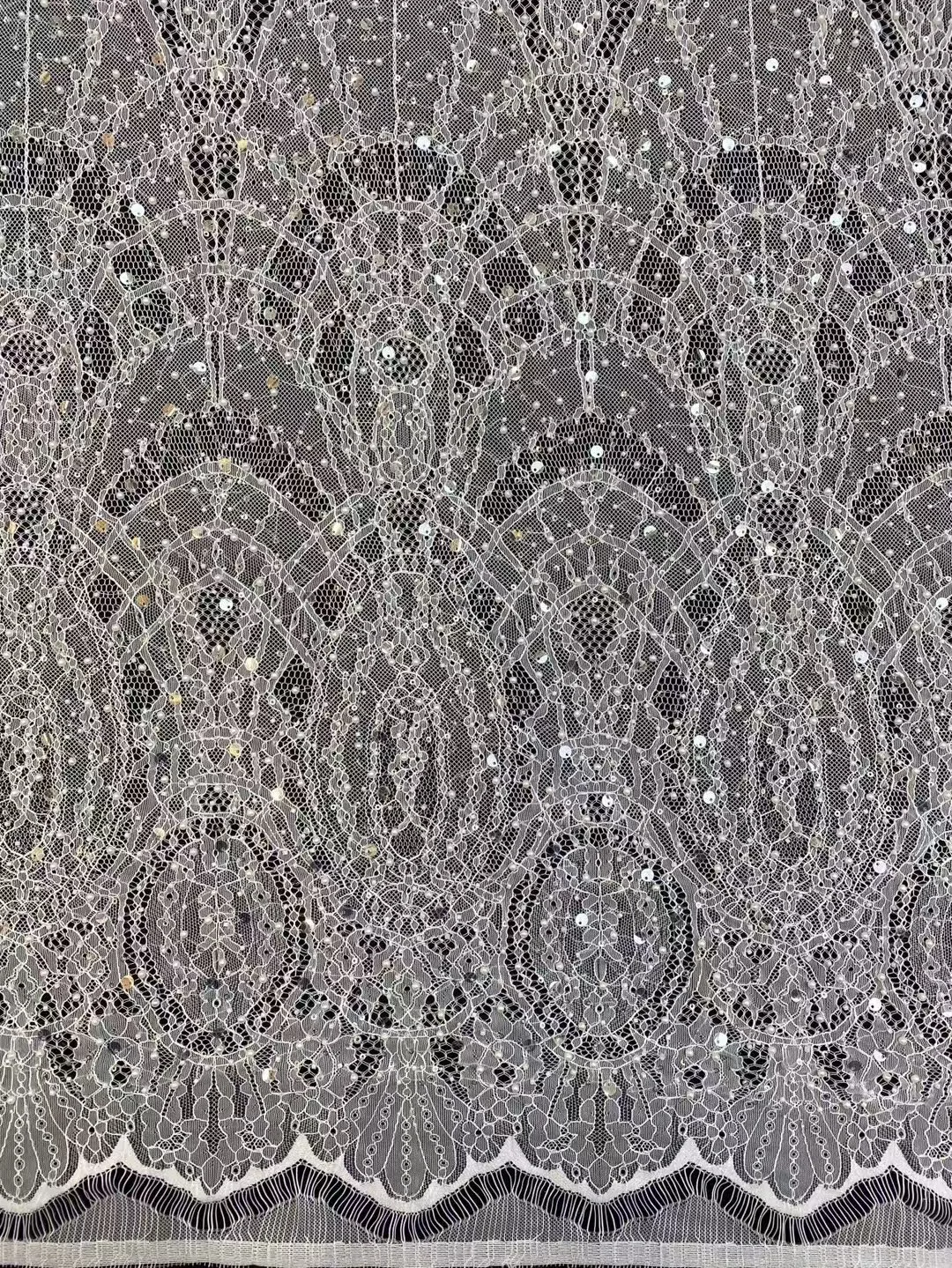 2026 Latest Beaded Lace Fabric For Wedding High Quality African Lace Fabric French Mesh Lace Fabric With Beads For Party AX2601