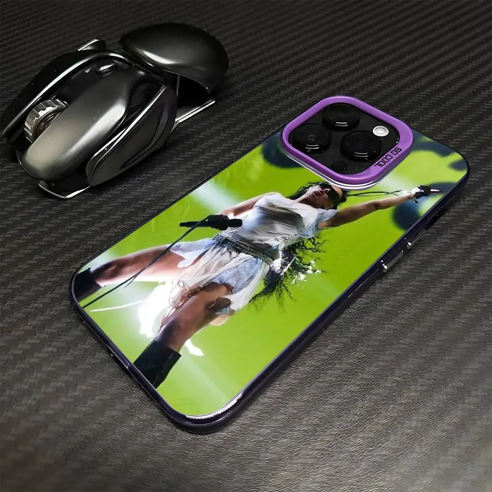 Cantor c-charli xcx braat capa de telefone para iphone17,16,15,14,13,12,11 pro max roxo colorido banhado a prata dentro da capa de telefone