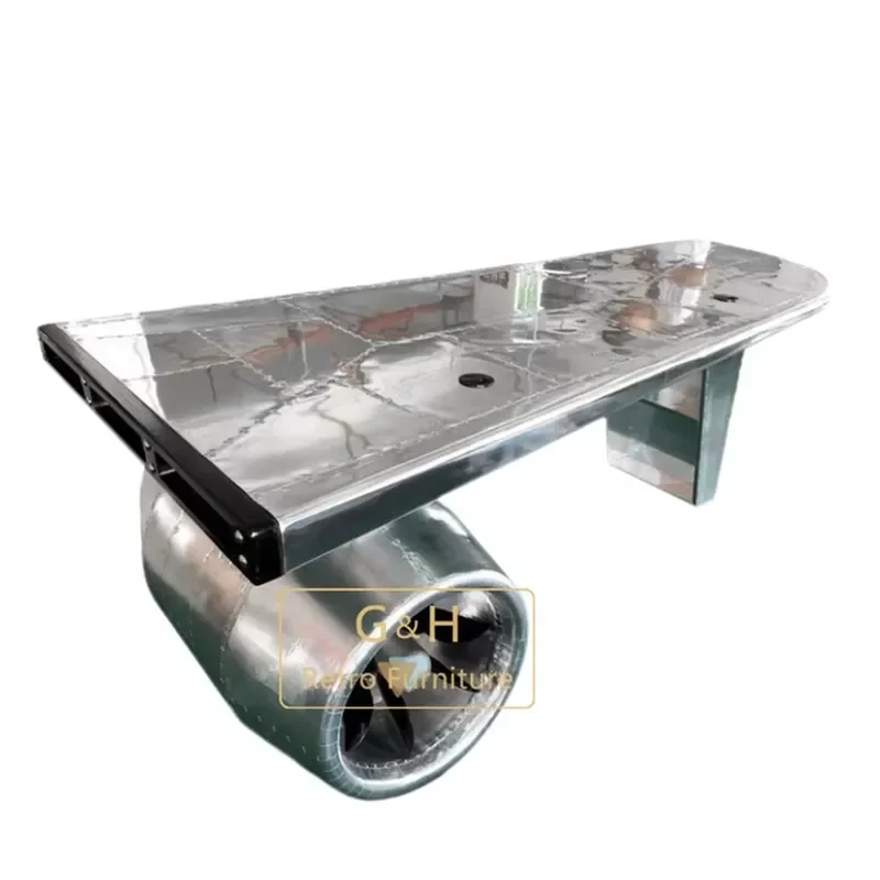 Aviation-Style Aluminum Table with Industrial Design for Home Bar and Living Room