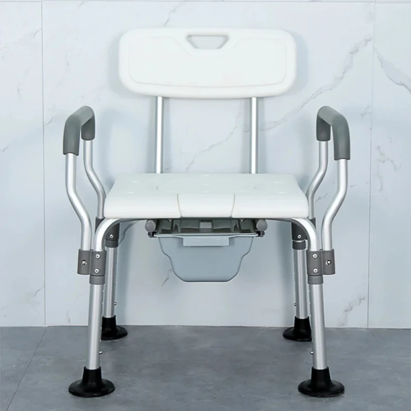 

Aluminum Alloy Adjustable Toilet Chair for Elderly Bath Chair Bath Stool with Pads Strong Load-Bearing Bathroom Furniture