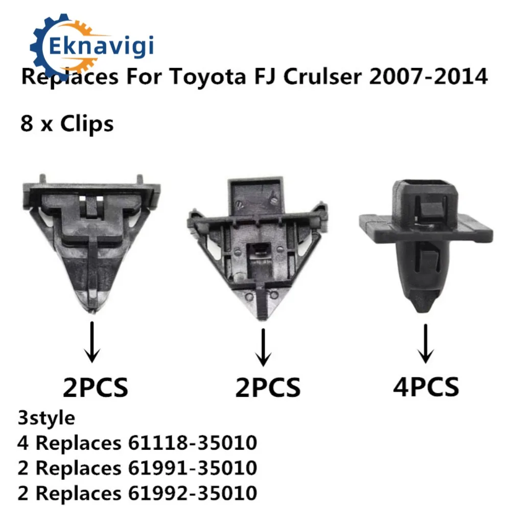 8Pcs For Toyota FJ Cruiser Upper Panel Front Fender Moulding Clip 6199135010  61991-35010  61992-35010