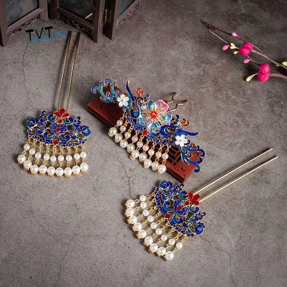 

Headwear Chinese Style Flower Female Ancient Style Ladies Hanfu Hair Sticks Women Hair Fork Hair Accessories Pearl Hairpins