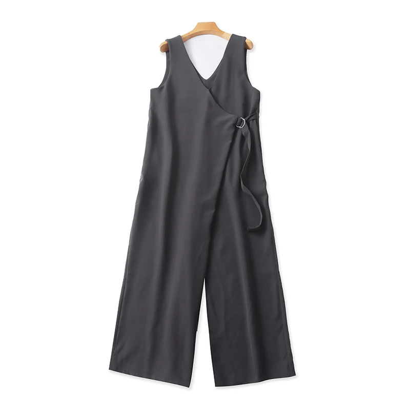 

Spring Summer Women's One-Piece Pants V-Ne Loose Slimming High Waist Long Pants Faionable Versatile Korean Sle Casual