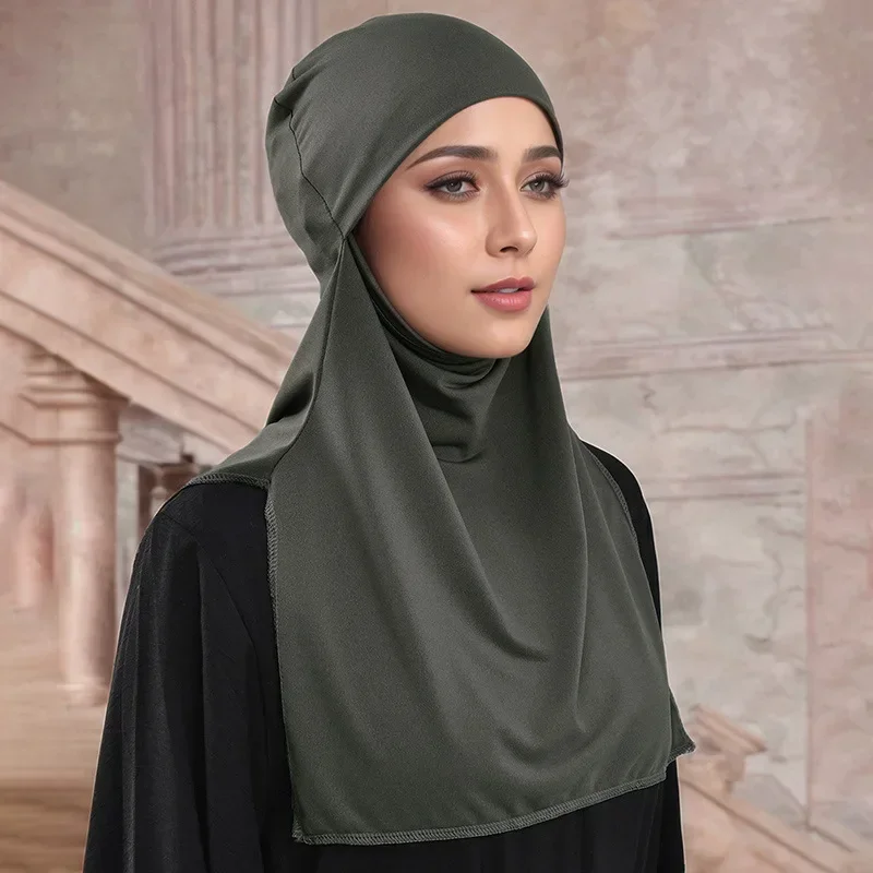 One Piece Amira Musulmano Hijab Donne Foulard Islamico Turbante Velo Testa Avvolgere Scialli Cappello Ramadan Eid Copricapi Sciarpa Istantanea Cap Nuovo