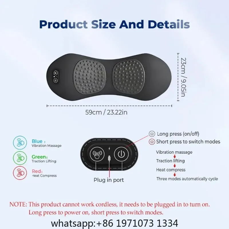 Smooth Triple Fusion Back Massager 3in1 with Vibration Massage & Heat Compress & Traction Lifting Against Pain for Neck Shoulder