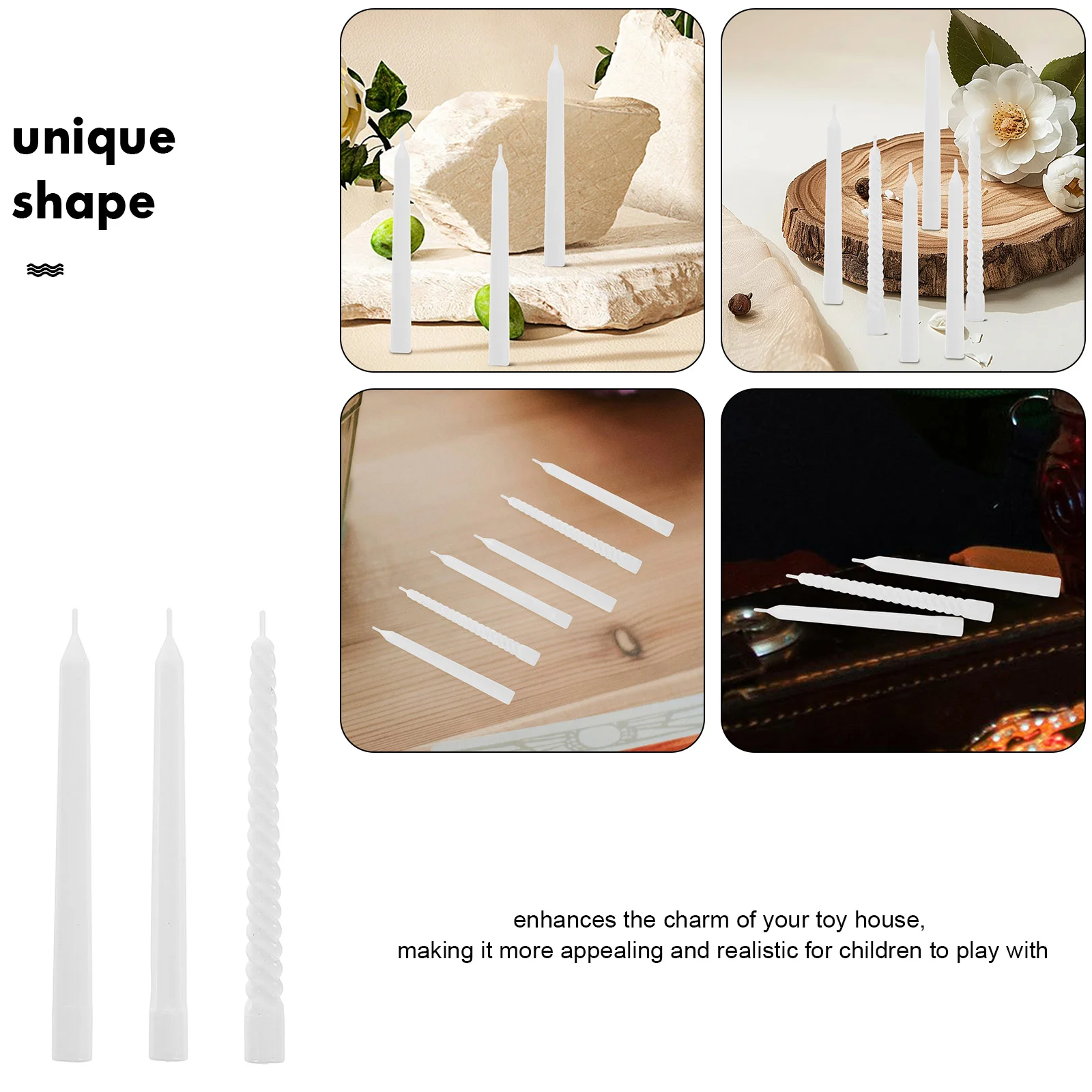 18 Pcs Mini Dollhouse Model White Plastic Birthday Candles for Dollhouse Decoration Prop 1 6 Scale Wax Taper Kitchen Toy