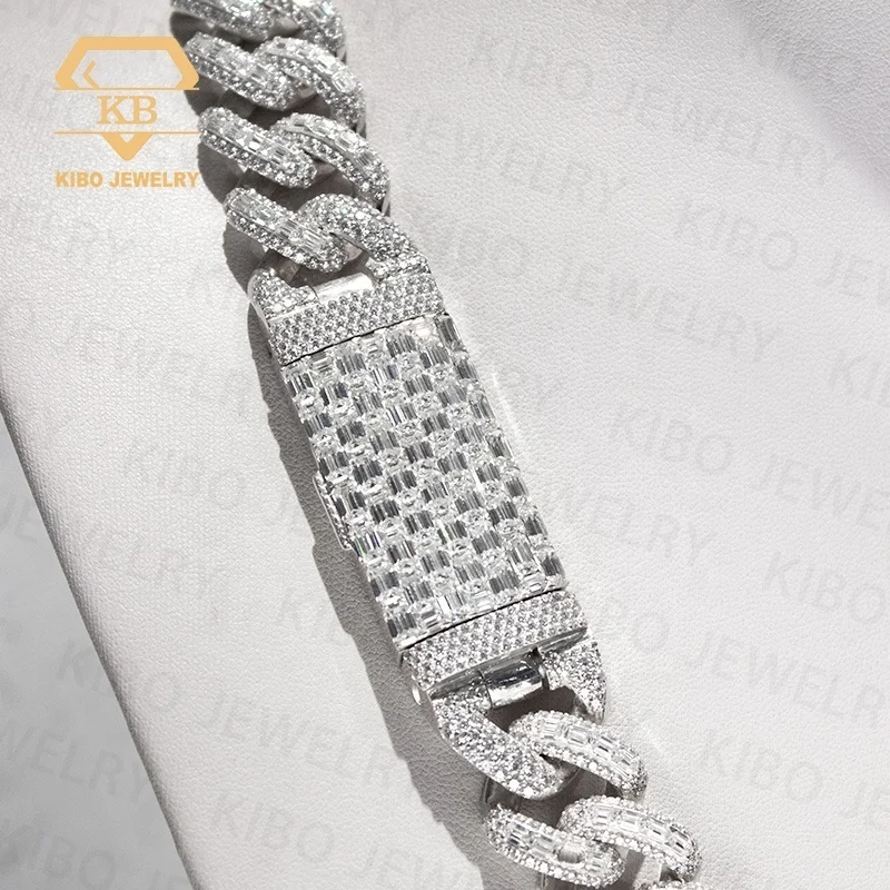 Selling Hip Hop Miami Cuban Chain 15mm Silver 925 Moissanite d Color Vvs Custom Snap Hip Hop Moissanite Cuban Necklace Chain