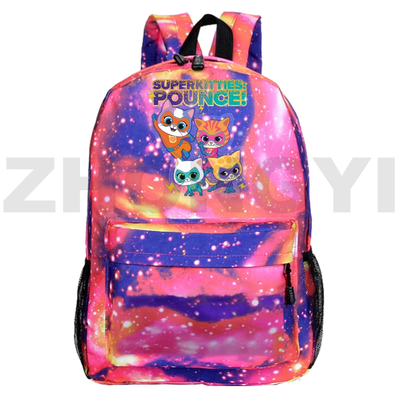 New Fashion Teenager SuperKitties Backpack Men Outdoor Travel SuperKitties Knapsack Vintage Cartoon Student Primary School Bag