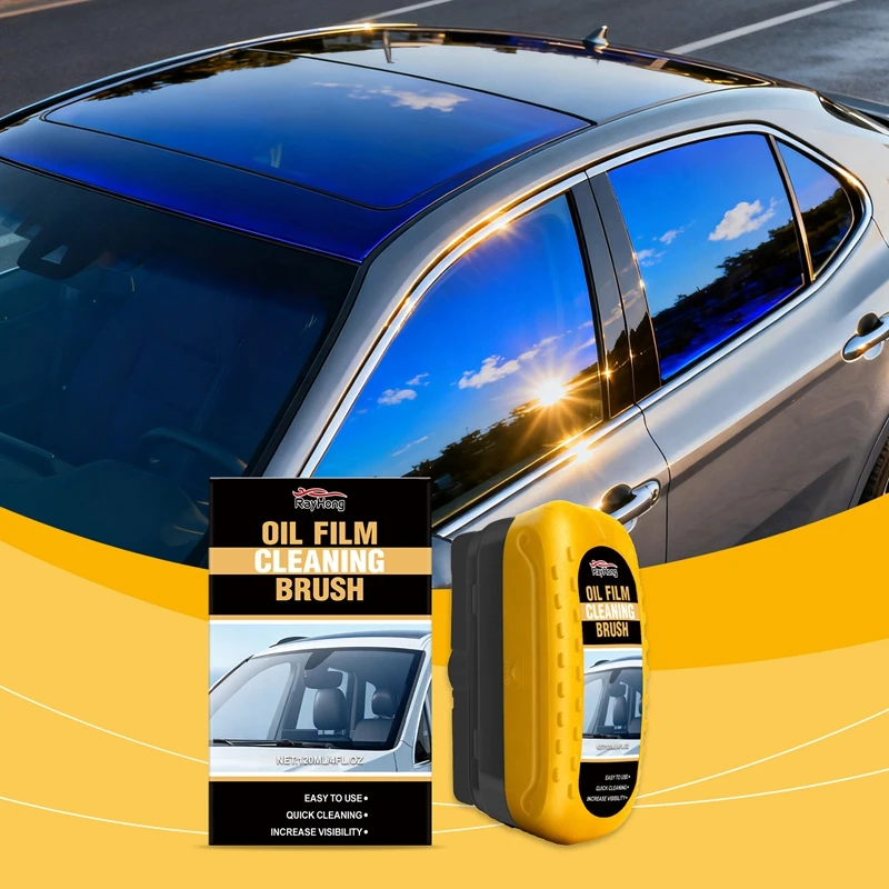Portable Car Glass Cleaner Brush Effortlessly Remove Oil Film Water Marks and Dirt Keep Windshield Transparent for Safe Driving