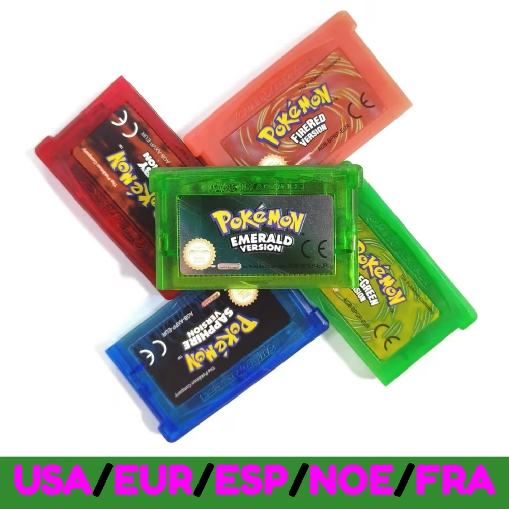 

For GBA USA/EUR/ESP/NOE/FRA Pokemon SeriesGame 32 Bit Video Game Cartridge Console Card Emerald FireRed LeafGreen Ruby Sapphire