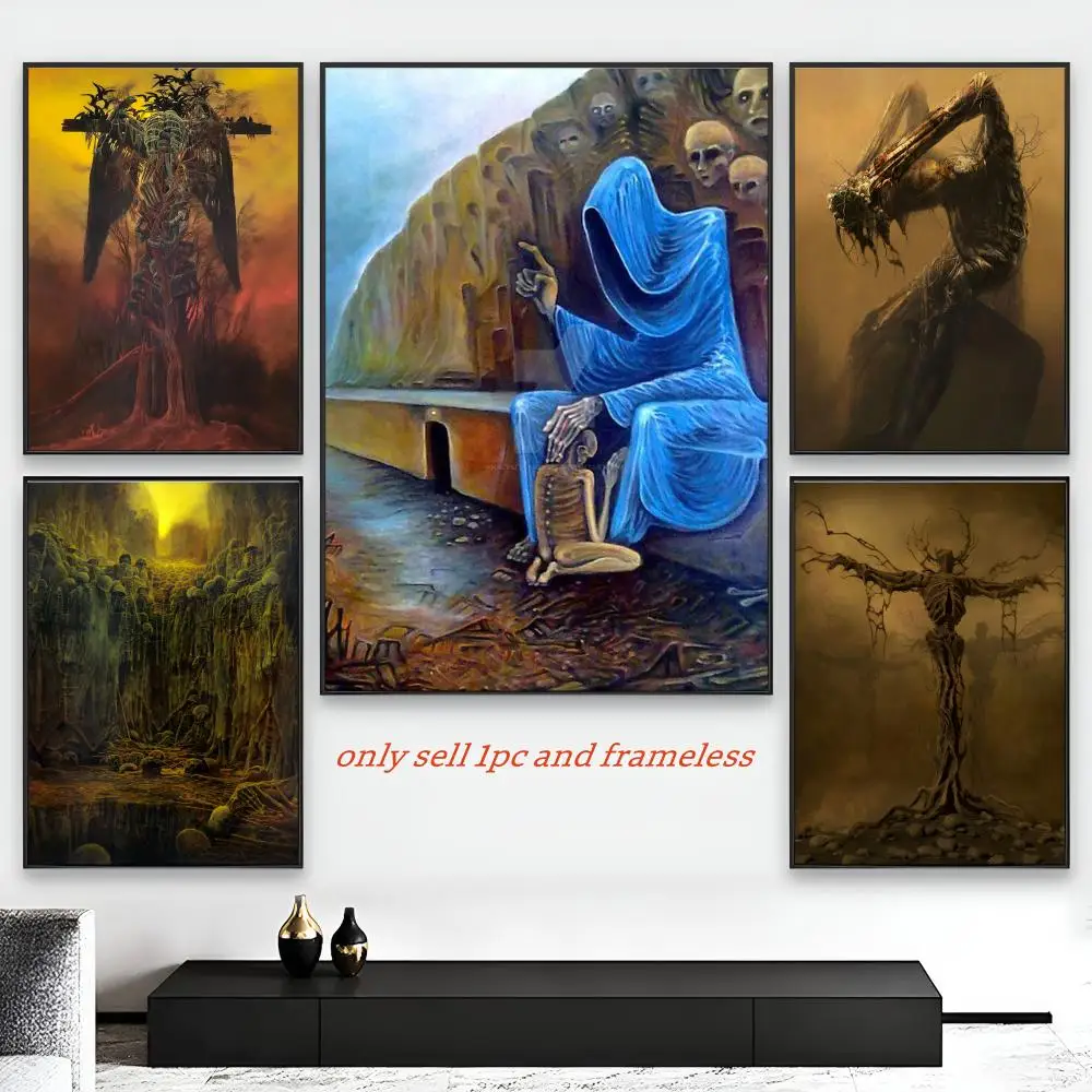 Surreal Zdzislaw Art Master B-beksinski Poster HD Self-Adhesive Wall Decor Home Office Dorm Bedroom & More Ideal Gift Choice