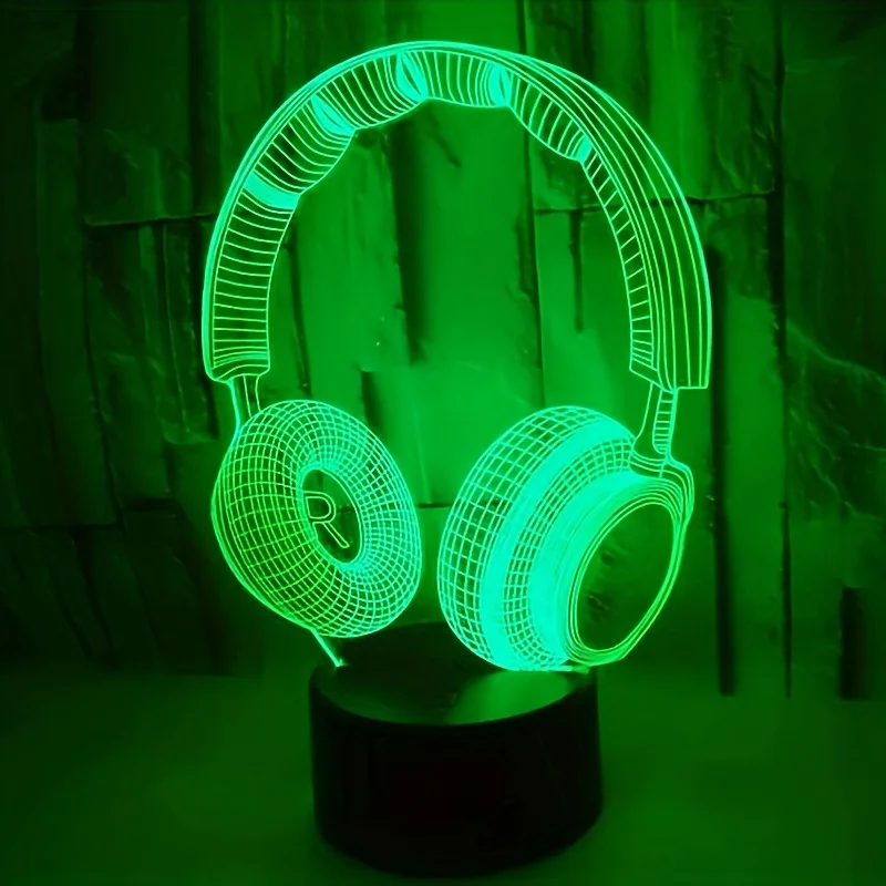 Sports Headphones Night Light 3D Lamp Lights 7 Colors Flashing Modes Dimmable Table Lamps Relieve The Pressure Office Room Decor