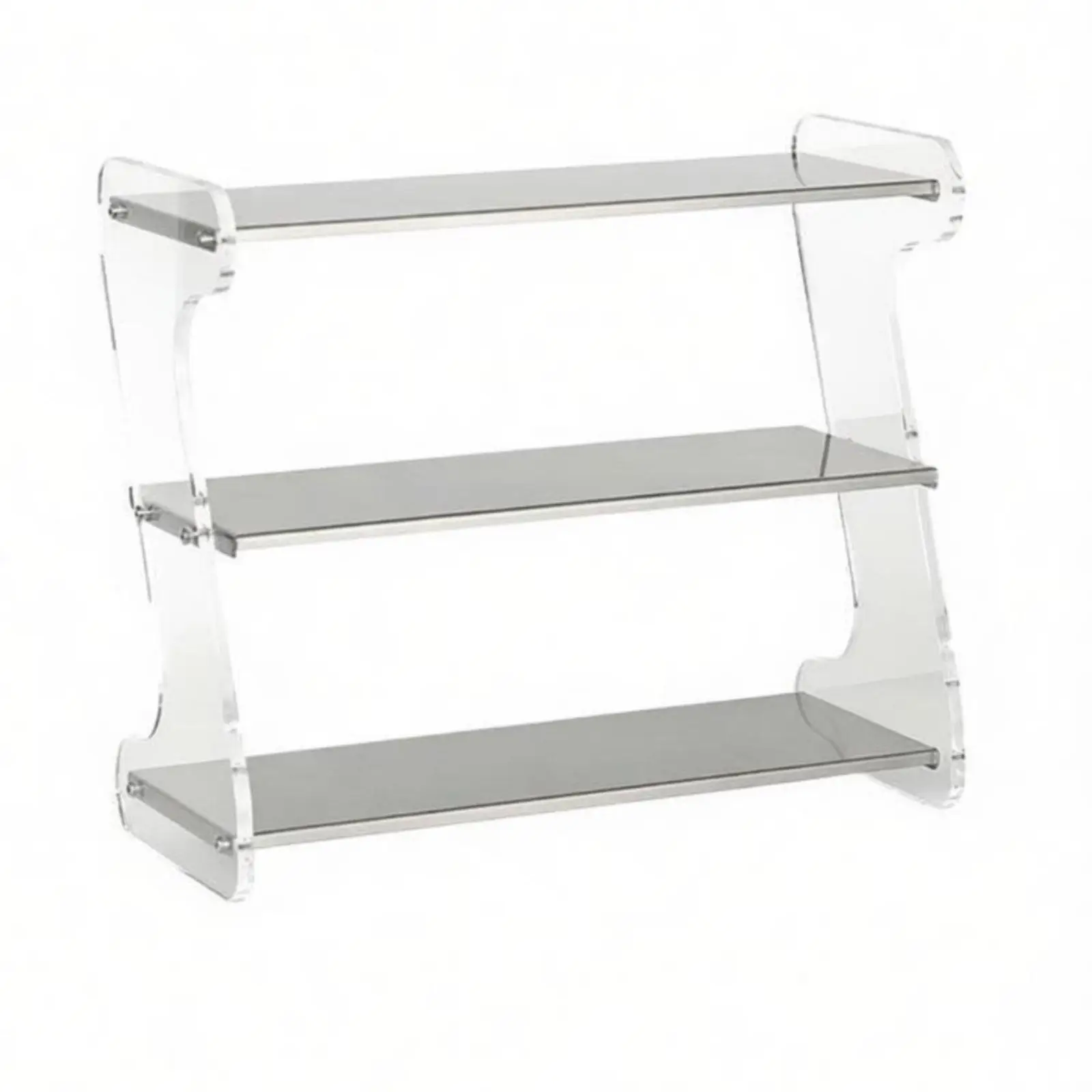 Tiered Acrylic Display Shelf with Metal Stand for Figurine Showcase and Small Item Organization on Table
