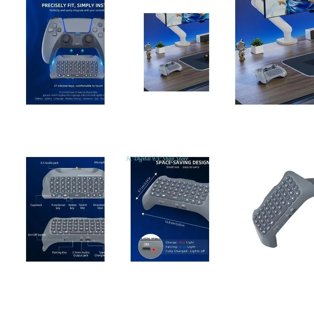 

E74D Беспроводной контроллер Клавиатура Порт 3,5 мм Плата голосового чата для игр Live Gamepad Chatpad Встроенный динамик