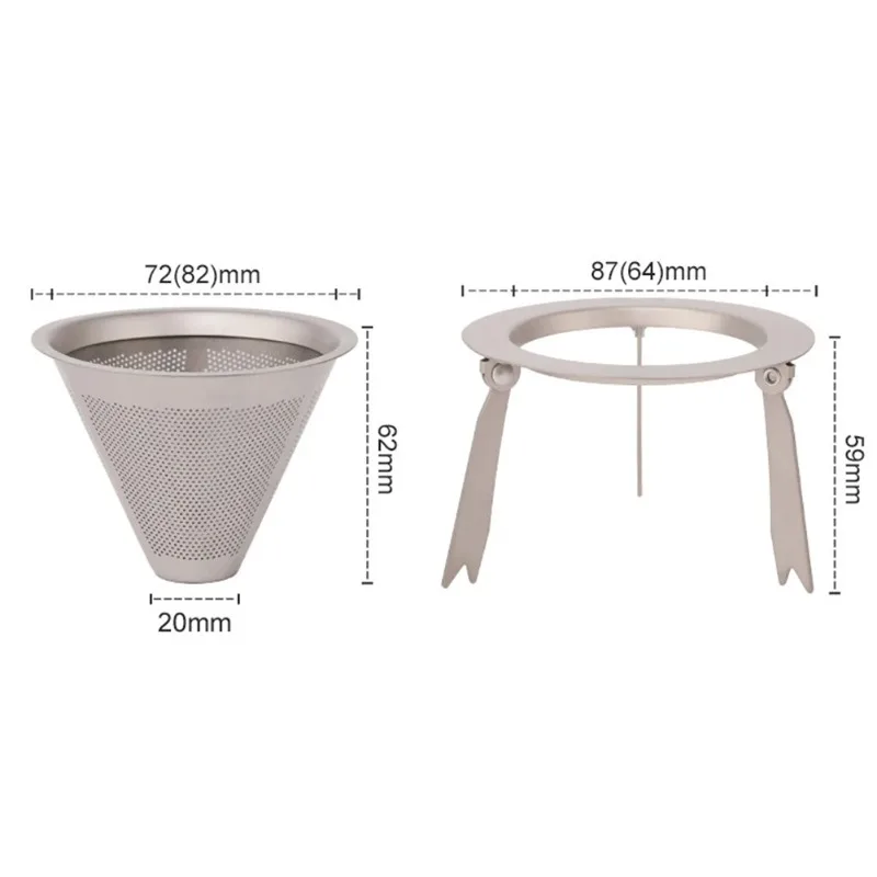 Titanium Pour Over Coffee Dripper with Stand Slow Drip Coffee Filter Paperless Reusable Single Cup Coffee Maker 1-2 Cup