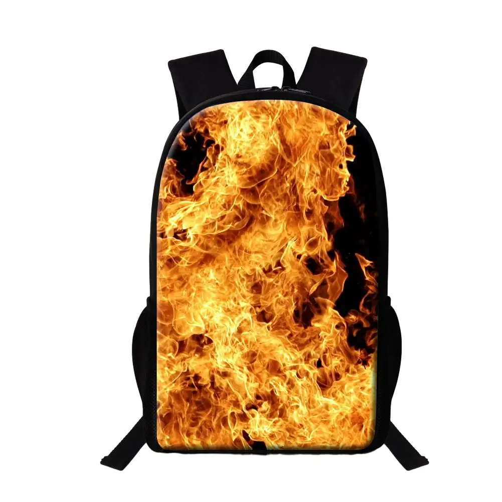 16 Inch School Bags For Elementary Student Cool Fire Blaze Design Backpack Male Daily Daypack Children Multifunctional Backpack