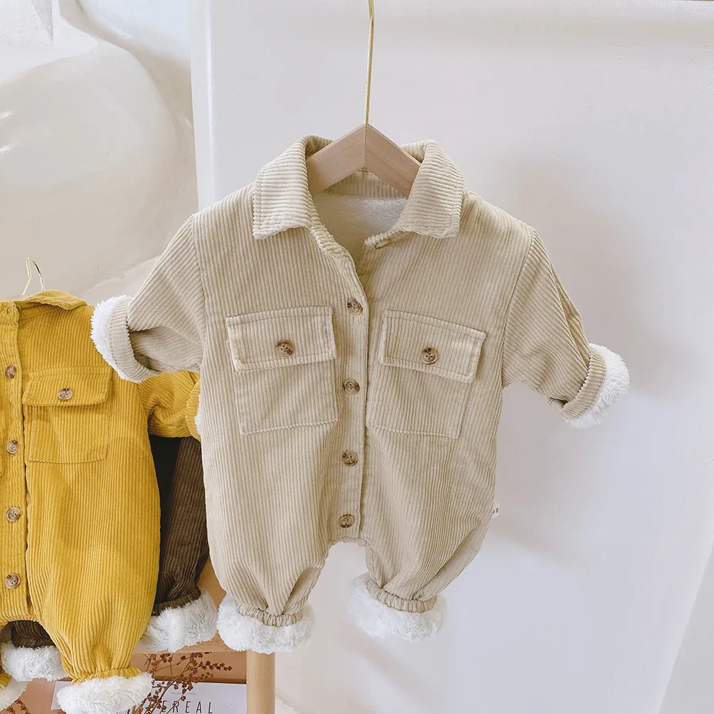 Winter Baby Jumpsuit Newborn Lapel Clothes Snow Suit Jumpsuit Thickened Warm Jacket Cotton Clothes Baby Boy Baby Girl Clothing