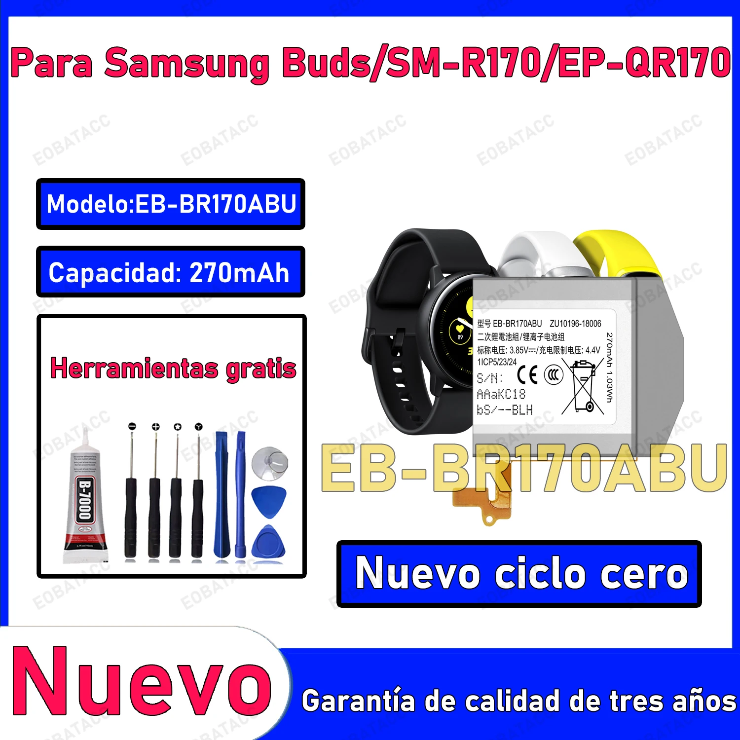 

100% новый аккумулятор с нулевым циклом EB-BR170ABU для смарт-часов SAMSUNG Buds/SM-R170/EP-QR170 + бесплатные инструменты