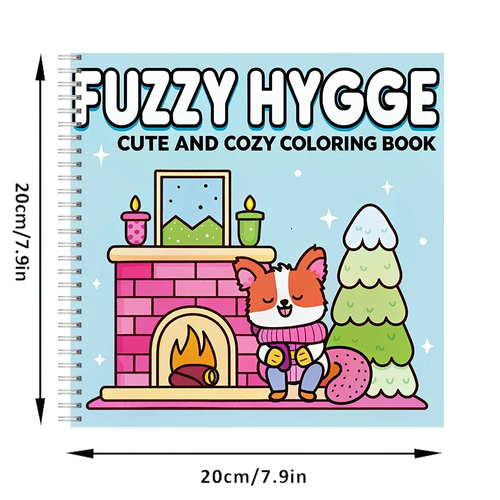Fuzzy Hygge Cute Coloring Book for Adult Colouring Book, Birthday Day Gift, Back to School Supplies, Adults Cute Drawing Book