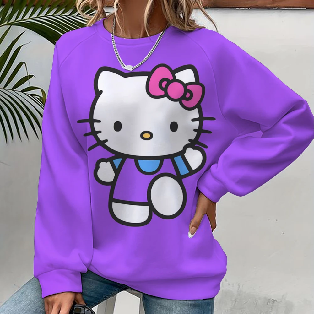 Harajuku Female Clothing Pullover Fashion Autumn And Winter HELLO KITTY Print Woman Hoodie Casual Women Long-sleeved Sweatshirt