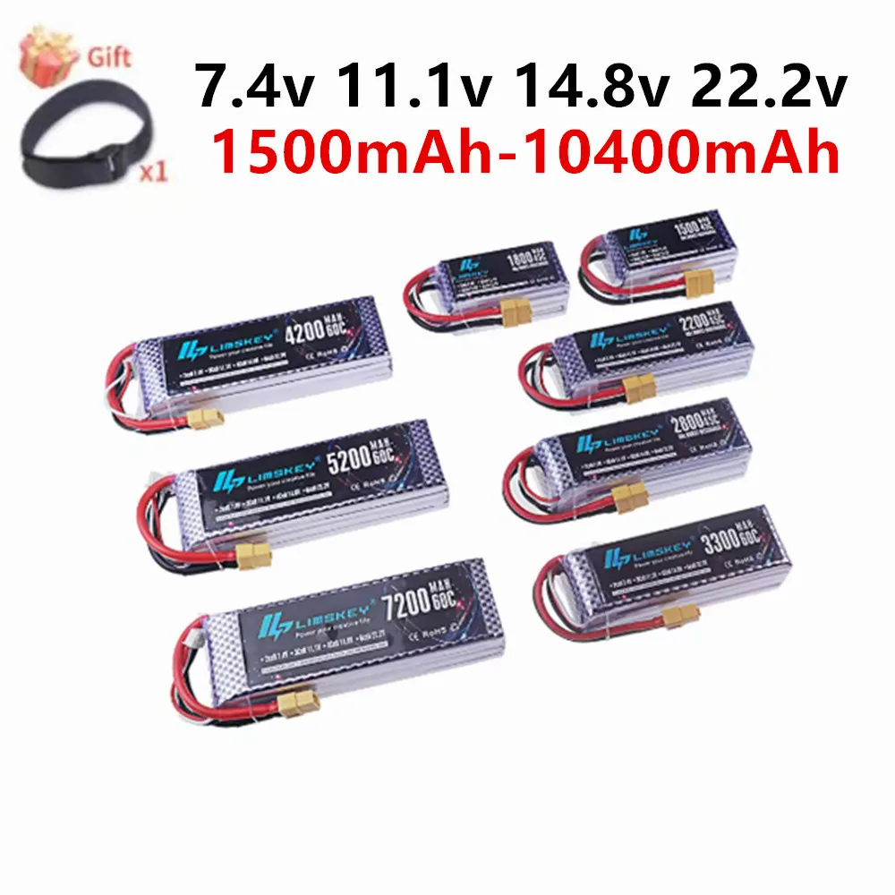 Lipo Battery 2S 3S 4S 6S 1500mah 2200mah 3300mah 5200mah 6000mAh 7200mah 10400mah 7.4V 11.1V 14.8V 22.2V T XT60 RC Parts Bateria