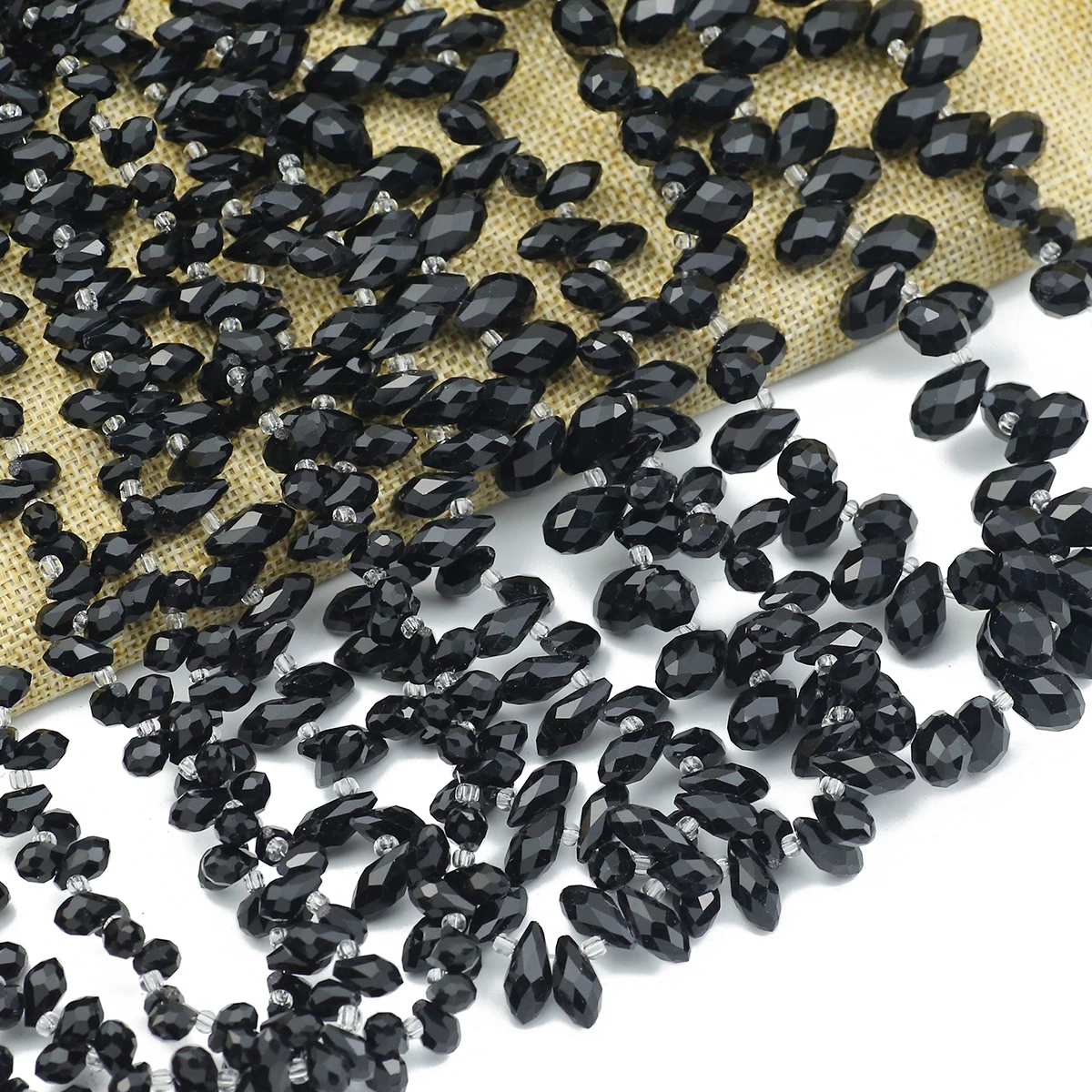 Perles d'espacement noires en cristal autrichien à facettes en forme de larme, amples, 5/6/8mm, pour bijoux, boucles d'oreilles, Bracelets, pendentifs, accessoires