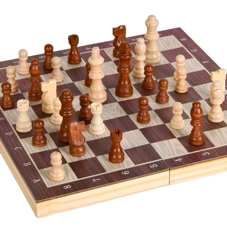 

Бутиковый высококачественный складной международный шахматный набор из черного орехового дерева с цельными магнитными деталями из цельного дерева для игр на открытом воздухе
