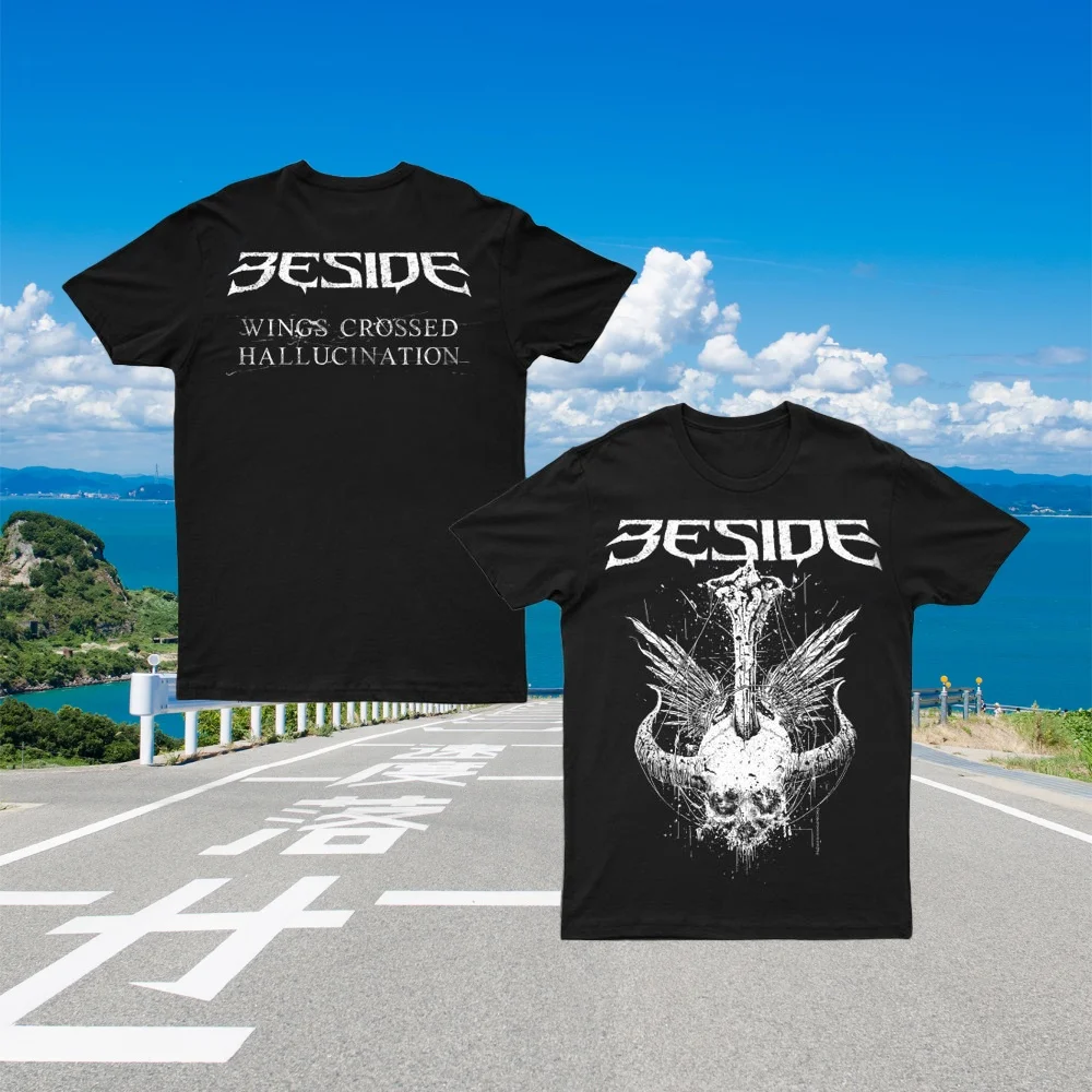 

2025 New WINGS CROSSED HALLUCING Print Unisex Street Fashion Trend Short Sleeved Pure Cotton Round Neck