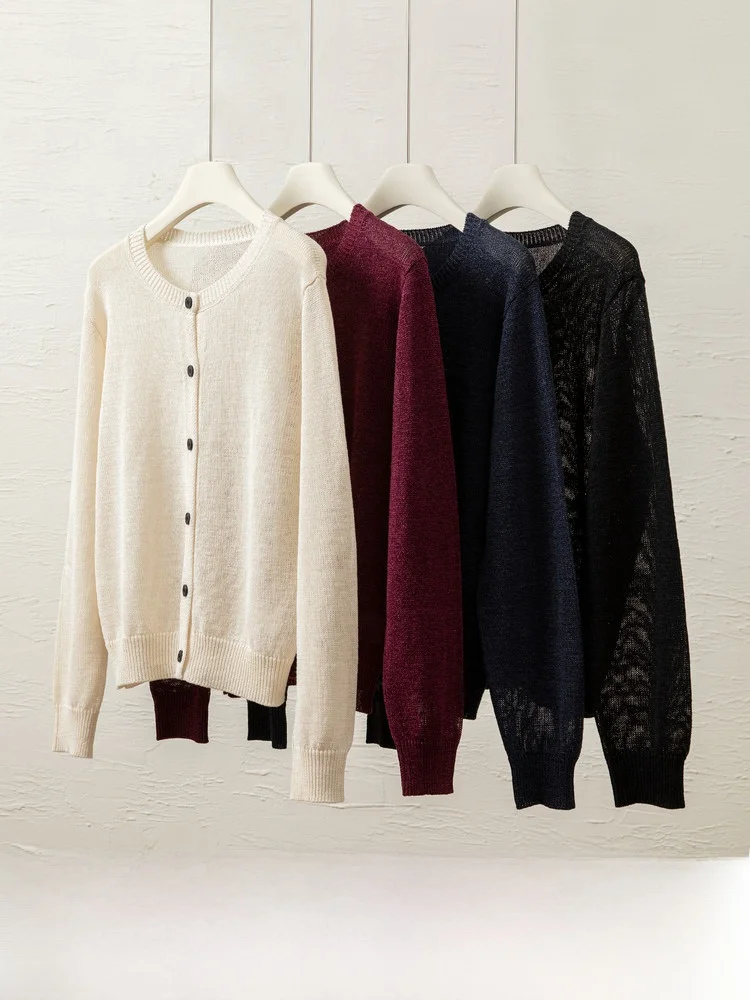 

Spring 2025 Women's Classic V-Ne Open Cardigan Light Oxygen Knitted Series Early Spring Transition B-Dop Sle Cotton Long ...