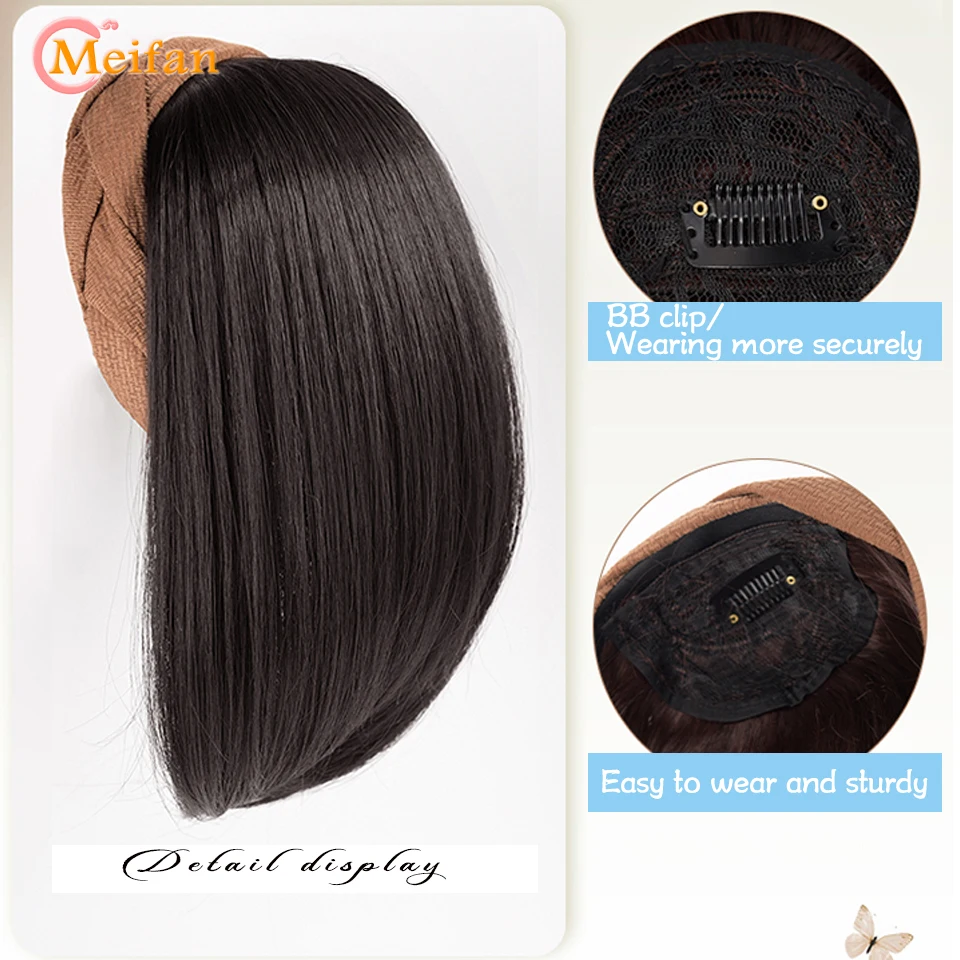 MEIFAN Synthetic Short Straight Braid Headband Half Wig Fluffy Natural False Hairpiece With HairBand Clip in Hair Extension