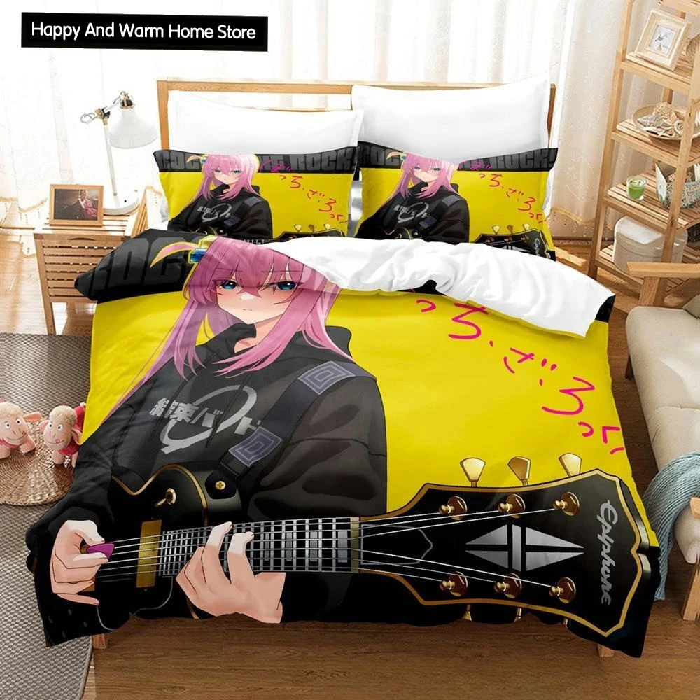 Fashion 3D Printed Anime BOCCHI THE ROCK! Bedding Set Single Twin Full Queen King Size Bed Set Adult Boy Bedroom Duvetcover Sets