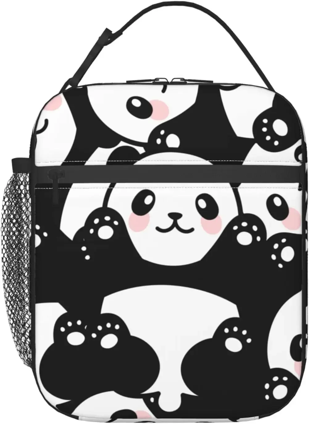 Cute Panda Print Lunch Box Reusable Insulated Lunch Bag Thermal Cooler Tote for Boys Girls School Men Women Picnic Travel Hiking