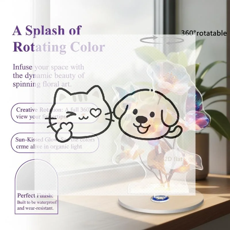 2D Acrylic Purple Tulip Flower Vase Home Living Room Tabletop Office Decoration Ornament Gift