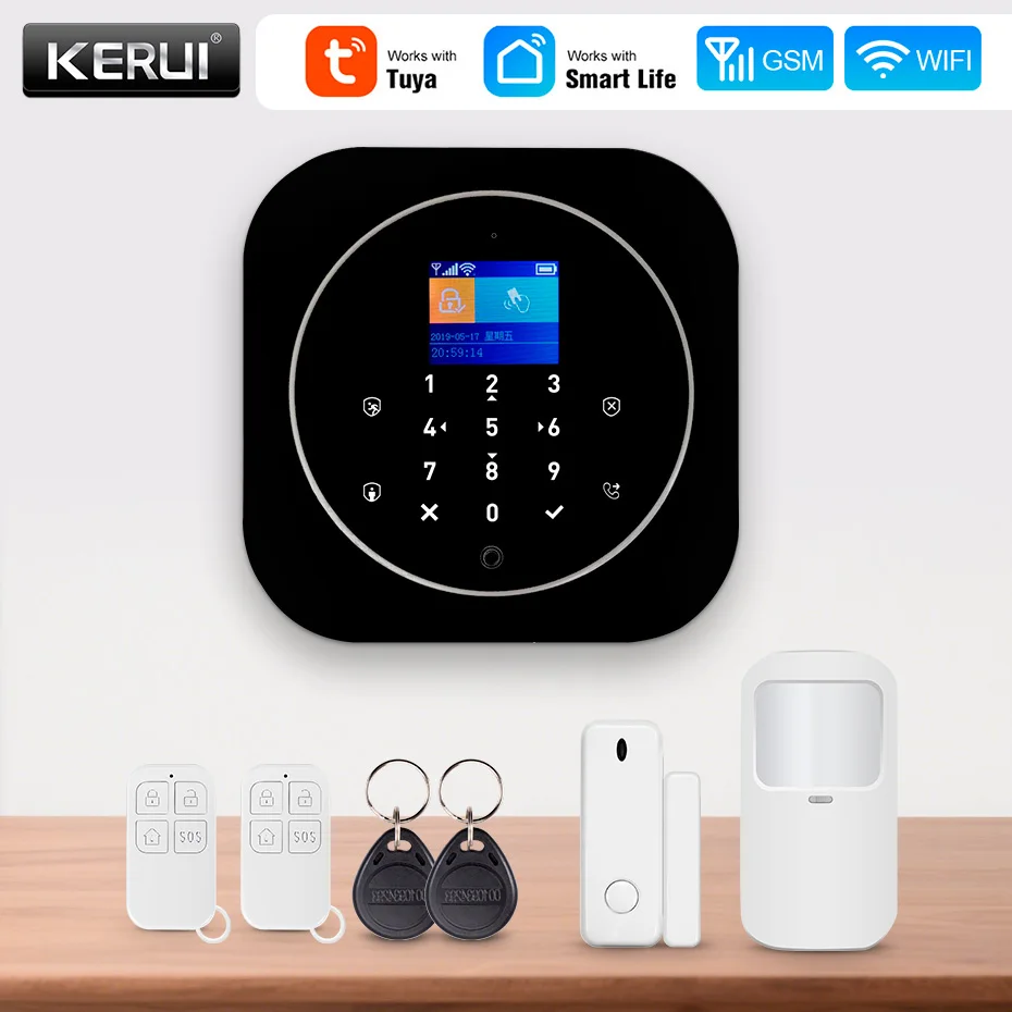 

KERUI G12 Tuya Умная домашняя охранная сигнализация GSM-соединение Мобильная беспроводная охранная сигнализация Комплект с сиреной датчика движения