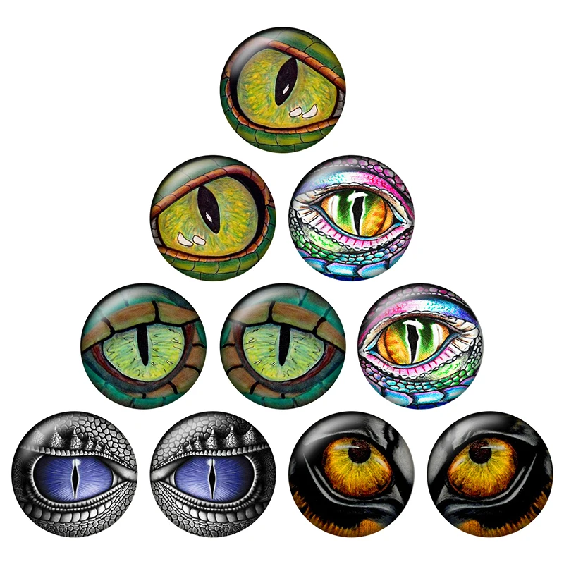 In Pairs Dragon Snake Owl Cat Tiger Animal Eyes Dolls Toy Eyeball Round Photo Glass Cabochon Demo Flat Back Making Findings H045