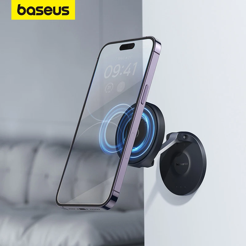 Baseus Magnetic Phone Wall Holder Universal Magnet Suction Stand for iPhone 15 14 Pro Max Desktop 180° Rotation Cellphone Holder