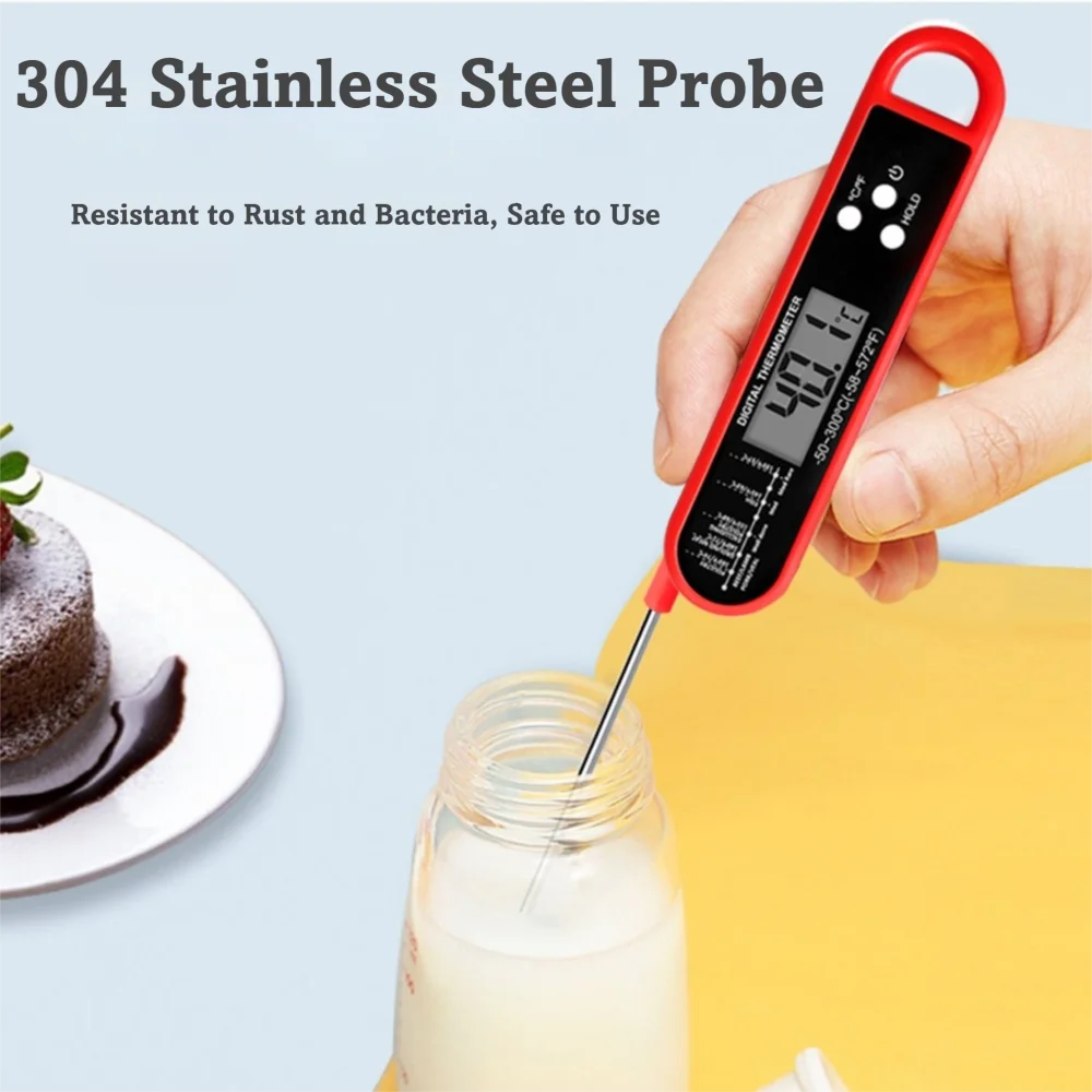 Backlit Display Instant Read Thermometer Touchscreen LCD High Accuracy Food Thermometer Probe Probe Type Timer Cook Mode