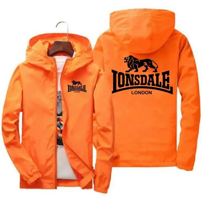 LONSDALE jaket olahraga HipHop jalanan pria, jaket olahraga santai, Jogging, bertudung tahan UV dan tahan hujan gaya baru pria