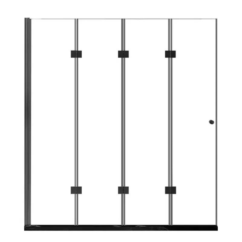 Small apartment two folding bath screen shower room bathroom partition one word three folding glass door bathroom dry and wet