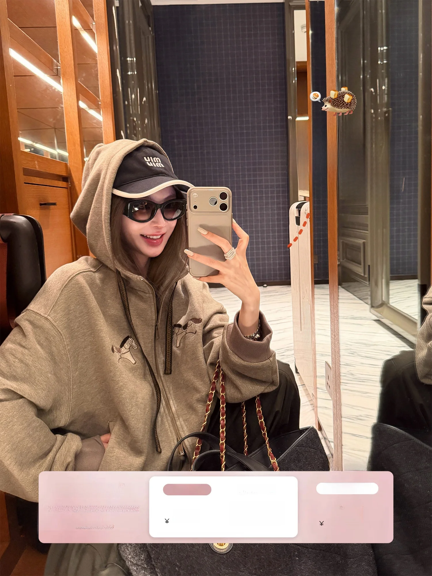 

Qian Meixi Year Exclusive Design Embroidered Hoodie Jaet Loose Fit Women's Sweatirt Outerwear Cotton Blend Long Sve