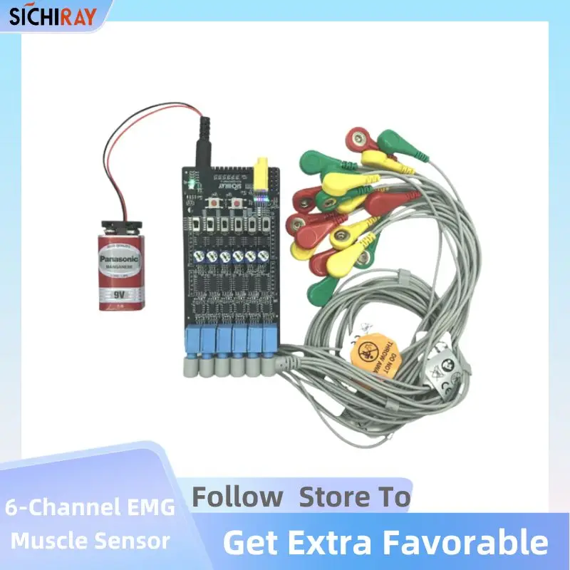 6-Channel EMG Muscle Sensor Module Serial Port Communication Secondary Development Available Wearing Device