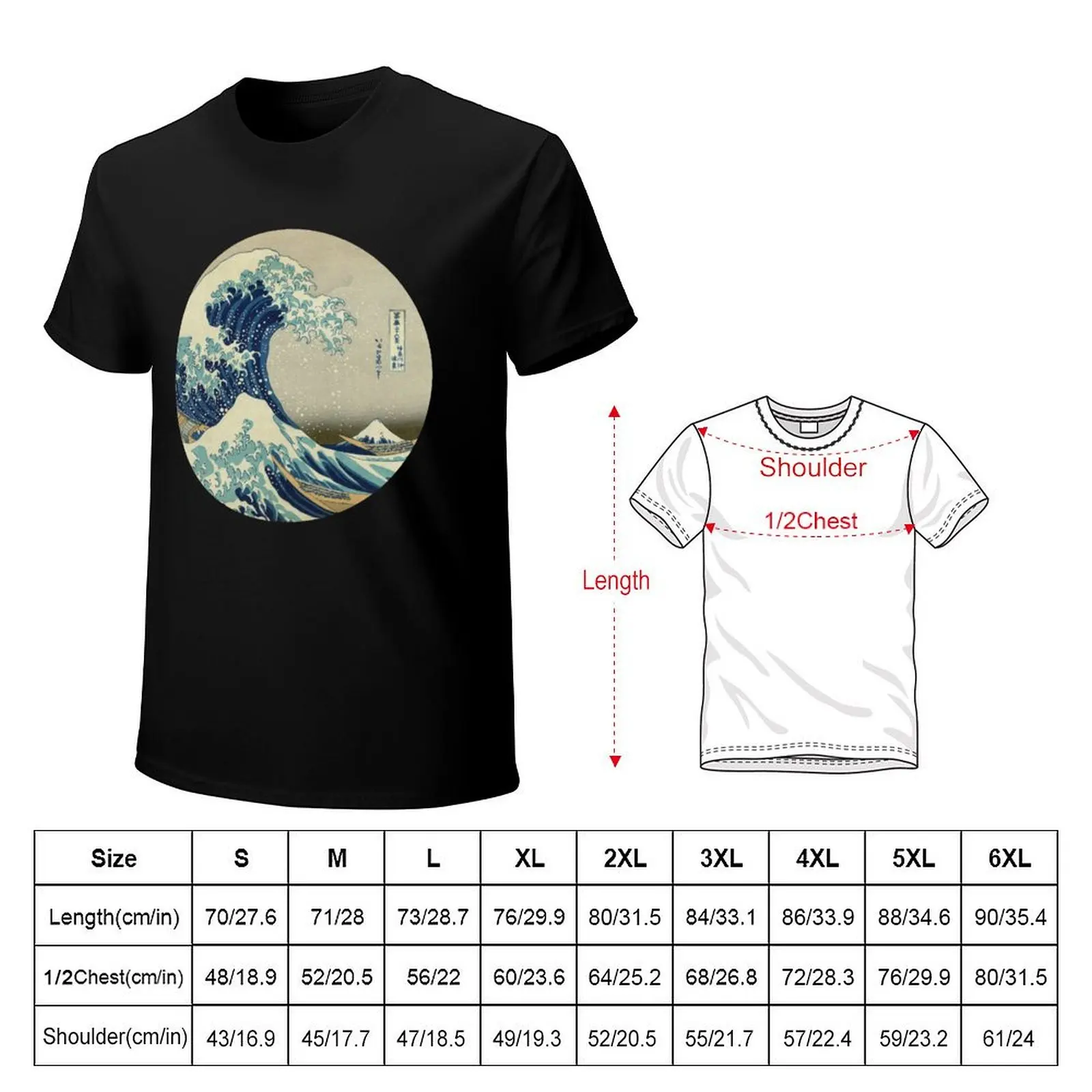 تي شيرت Great Wave off Kanagawa Circle ملابس جمالية تي شيرت رجالي قمصان جرافيك ملابس رجالية