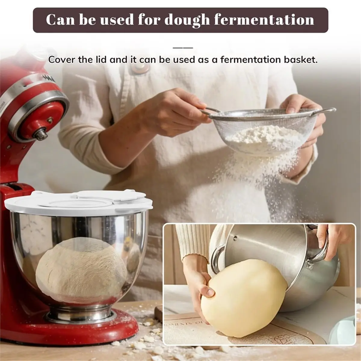 [YEAR OFFER] For 4.5-5qt Mixer Flour Funnel Splash Guard Stand Mixer Accessories with Foldable Measuring Cup