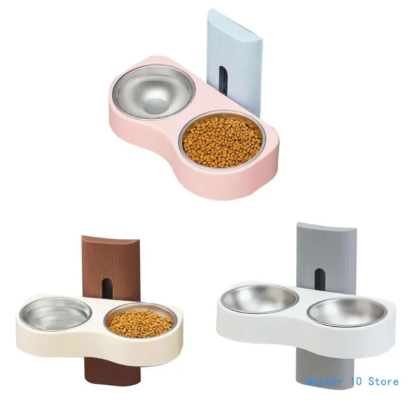 

Wall Mounted Double Bowl Cats Feeding Bowl and Drinkers Wall Mounted Pet Cats Feeding Watering Bowl Space Saving