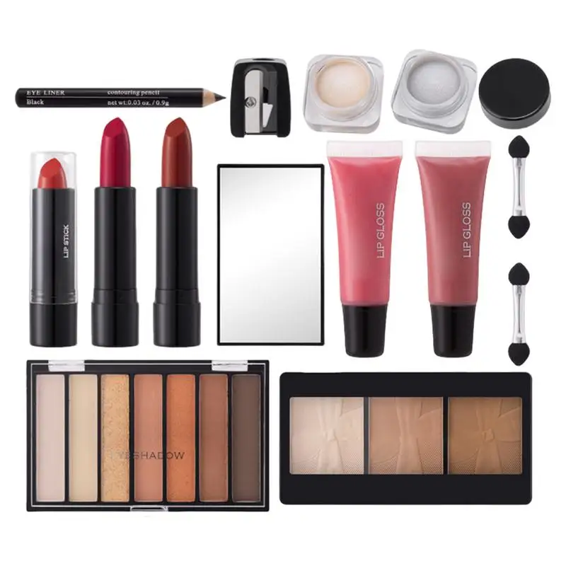 Kit de maquillage étanche pour débutants, coffret cosmétique, ensemble complet, palette de fards à barrage, correcteur, rouge à lèvres brillant Jules