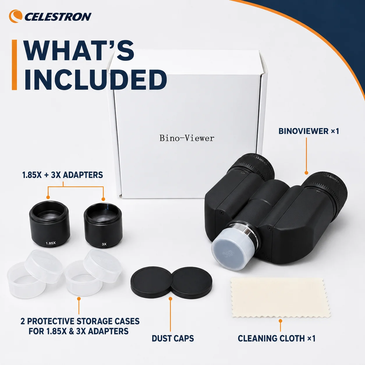 Celestron 1,25" 31,7mm Teleskop-Binoviewer mit 1,85X 3X Adaptern Doppelokular-Viewer für Mond- und Planetenforschung – Detail 4