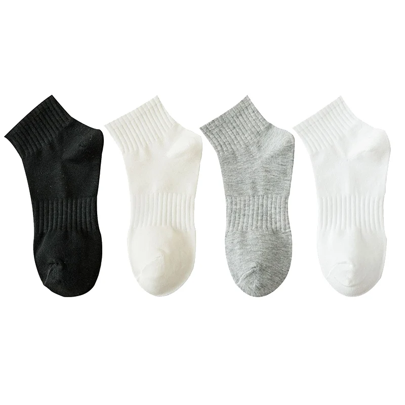 

5 Pairs Unisex Socks Spring Summer Breathable Solid Color Women Socks Sports Men Short Tube Socks Low Cylinder Socks White Black