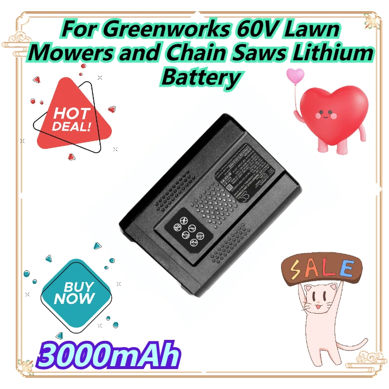 

3000mAh For Greenworks 60V Lawn Mowers and Chain Saws Lithium Battery